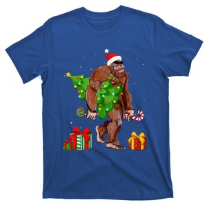 Bigfoot Santa Christmas Tree Lights Funny Xmas Sasquatch  T-Shirt