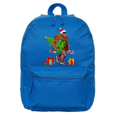 Bigfoot Santa Christmas Tree Lights Funny Xmas Sasquatch  16 in Basic Backpack