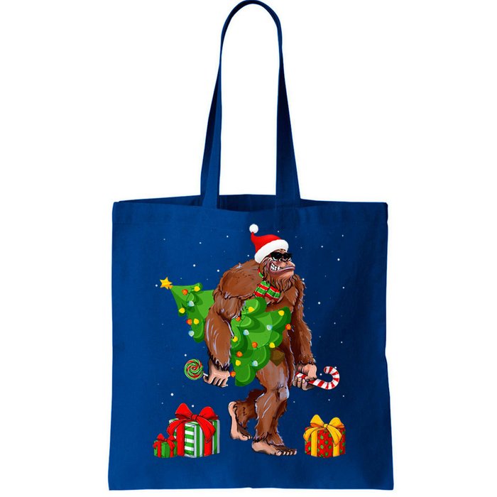 Bigfoot Santa Christmas Tree Lights Funny Xmas Sasquatch  Tote Bag