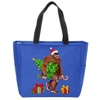 Bigfoot Santa Christmas Tree Lights Funny Xmas Sasquatch  Zip Tote Bag