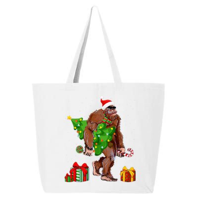 Bigfoot Santa Christmas Tree Lights Funny Xmas Sasquatch  25L Jumbo Tote