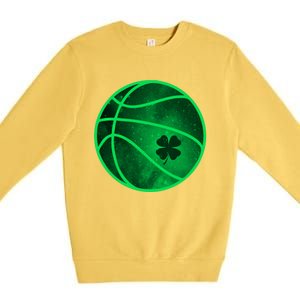 Basketball Shamrock Clover Leaf Pajama St Patrick's Day Gift Premium Crewneck Sweatshirt