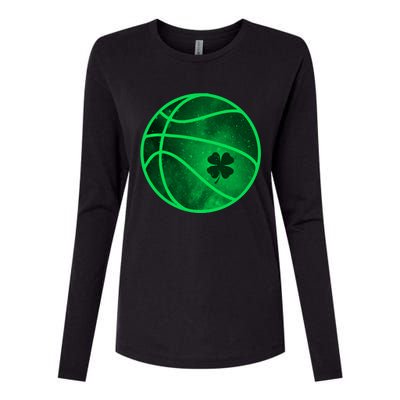 Basketball Shamrock Clover Leaf Pajama St Patrick's Day Gift Womens Cotton Relaxed Long Sleeve T-Shirt