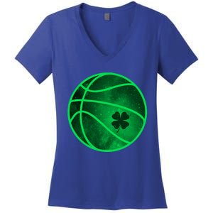 Basketball Shamrock Clover Leaf Pajama St Patrick's Day Gift Women's V-Neck T-Shirt