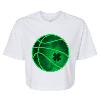 Basketball Shamrock Clover Leaf Pajama St Patrick's Day Gift Bella+Canvas Jersey Crop Tee