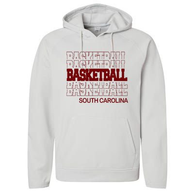 Basketball South Carolina In Modern Stacked Lettering Performance Fleece Hoodie