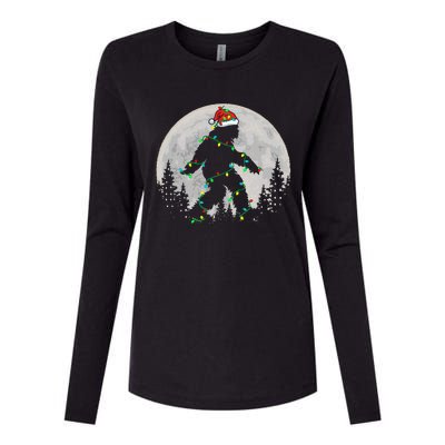 Bigfoot Santa Christmas Tree Lights Womens Cotton Relaxed Long Sleeve T-Shirt