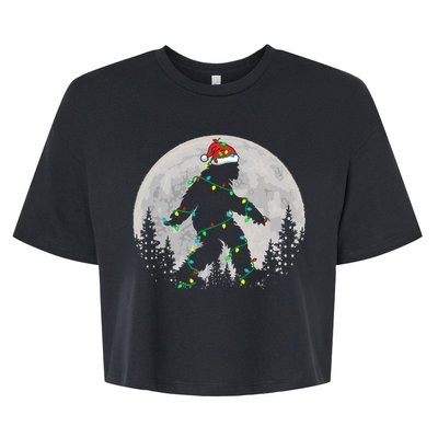 Bigfoot Santa Christmas Tree Lights Bella+Canvas Jersey Crop Tee