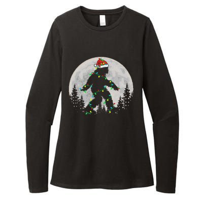 Bigfoot Santa Christmas Tree Lights Womens CVC Long Sleeve Shirt