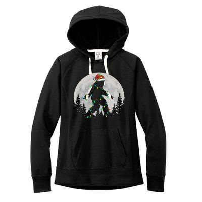 Bigfoot Santa Christmas Tree Lights Women's Fleece Hoodie