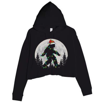 Bigfoot Santa Christmas Tree Lights Crop Fleece Hoodie