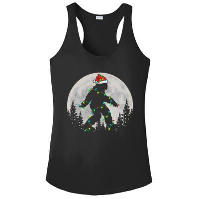 Bigfoot Santa Christmas Tree Lights Ladies PosiCharge Competitor Racerback Tank