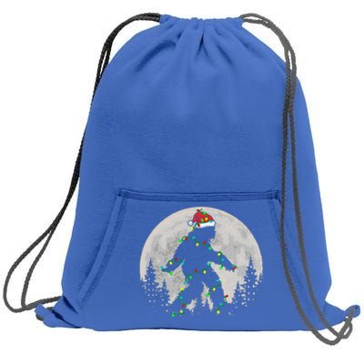 Bigfoot Santa Christmas Tree Lights Sweatshirt Cinch Pack Bag