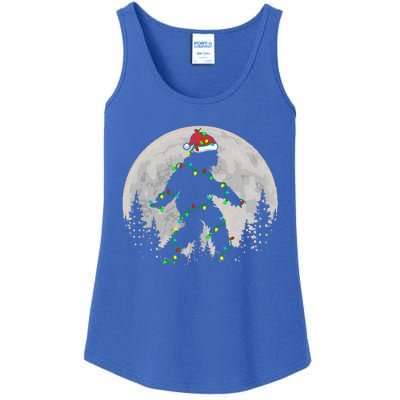 Bigfoot Santa Christmas Tree Lights Ladies Essential Tank