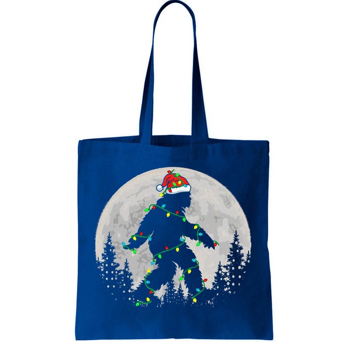 Bigfoot Santa Christmas Tree Lights Tote Bag