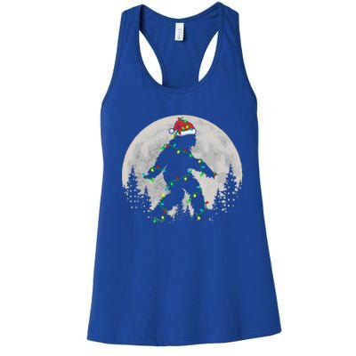 Bigfoot Santa Christmas Tree Lights Women's Racerback Tank