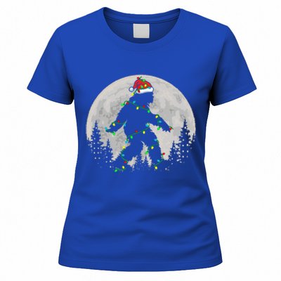 Bigfoot Santa Christmas Tree Lights Women's T-Shirt