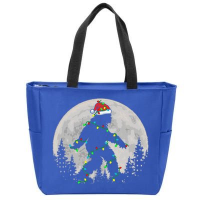 Bigfoot Santa Christmas Tree Lights Zip Tote Bag