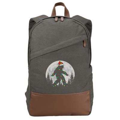 Bigfoot Santa Christmas Tree Lights Cotton Canvas Backpack