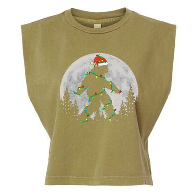 Bigfoot Santa Christmas Tree Lights Garment-Dyed Women's Muscle Tee