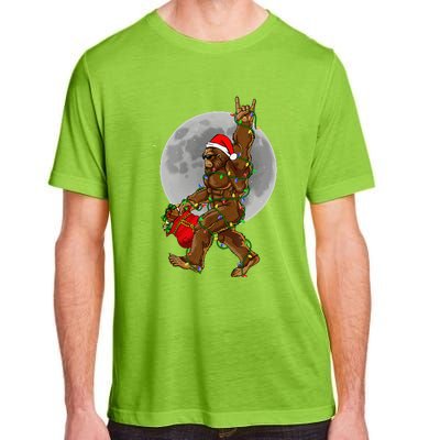 Bigfoot Santa Christmas Tree Lights Funny Xmas Sasquatch Adult ChromaSoft Performance T-Shirt