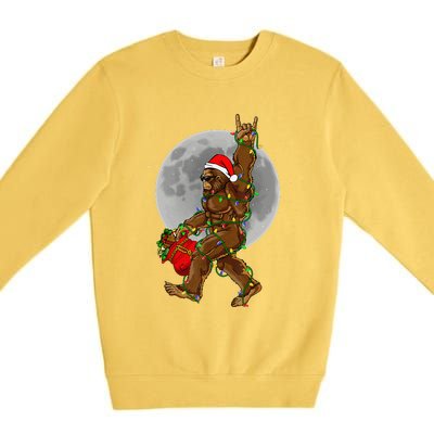 Bigfoot Santa Christmas Tree Lights Funny Xmas Sasquatch Premium Crewneck Sweatshirt