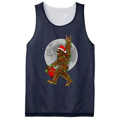 Bigfoot Santa Christmas Tree Lights Funny Xmas Sasquatch Mesh Reversible Basketball Jersey Tank