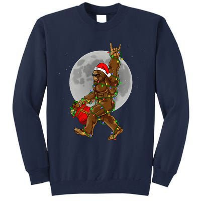 Bigfoot Santa Christmas Tree Lights Funny Xmas Sasquatch Tall Sweatshirt