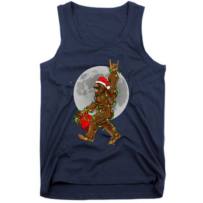 Bigfoot Santa Christmas Tree Lights Funny Xmas Sasquatch Tank Top