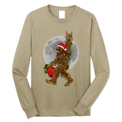 Bigfoot Santa Christmas Tree Lights Funny Xmas Sasquatch Long Sleeve Shirt