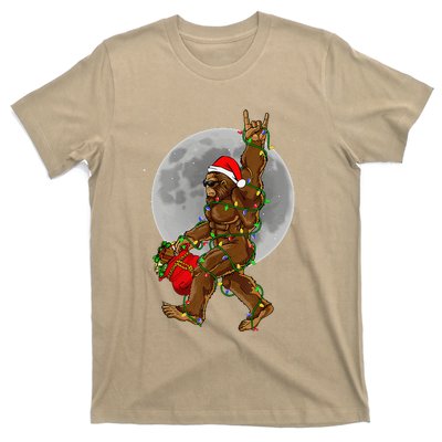 Bigfoot Santa Christmas Tree Lights Funny Xmas Sasquatch T-Shirt