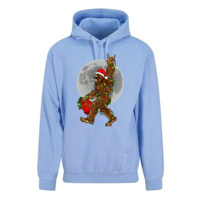 Bigfoot Santa Christmas Tree Lights Funny Xmas Sasquatch Unisex Surf Hoodie