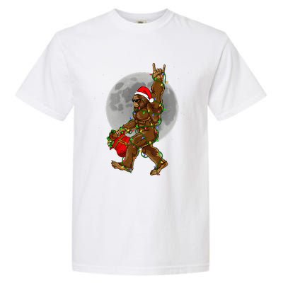 Bigfoot Santa Christmas Tree Lights Funny Xmas Sasquatch Garment-Dyed Heavyweight T-Shirt