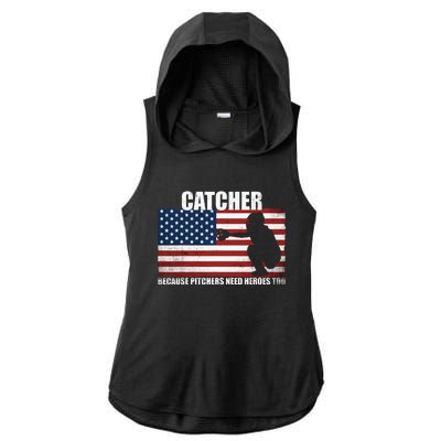 Baseball Softball Catcher Because Pitchers Need Heros Too Ladies PosiCharge Tri-Blend Wicking Draft Hoodie Tank