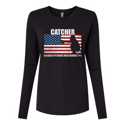 Baseball Softball Catcher Because Pitchers Need Heros Too Womens Cotton Relaxed Long Sleeve T-Shirt