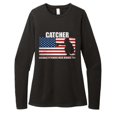 Baseball Softball Catcher Because Pitchers Need Heros Too Womens CVC Long Sleeve Shirt