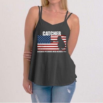 Baseball Softball Catcher Because Pitchers Need Heros Too Women's Strappy Tank