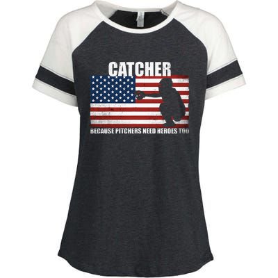 Baseball Softball Catcher Because Pitchers Need Heros Too Enza Ladies Jersey Colorblock Tee