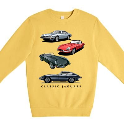 British Sports Cars Gift Classic Jaguars Gift Premium Crewneck Sweatshirt