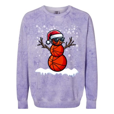 Basketball Snow Christmas Sunglasses Santa Hat Snowflakes Great Gift Colorblast Crewneck Sweatshirt