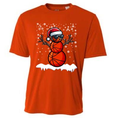 Basketball Snow Christmas Sunglasses Santa Hat Snowflakes Great Gift Cooling Performance Crew T-Shirt