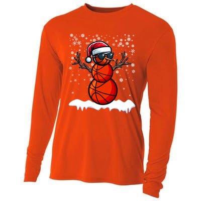 Basketball Snow Christmas Sunglasses Santa Hat Snowflakes Great Gift Cooling Performance Long Sleeve Crew