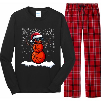 Basketball Snow Christmas Sunglasses Santa Hat Snowflakes Great Gift Long Sleeve Pajama Set