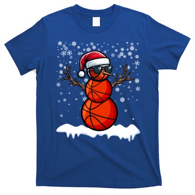 Basketball Snow Christmas Sunglasses Santa Hat Snowflakes Great Gift T-Shirt