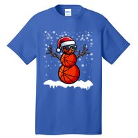 Basketball Snow Christmas Sunglasses Santa Hat Snowflakes Great Gift Tall T-Shirt