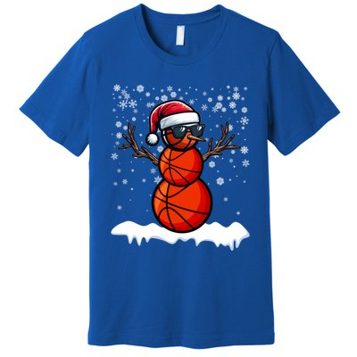 Basketball Snow Christmas Sunglasses Santa Hat Snowflakes Great Gift Premium T-Shirt