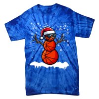 Basketball Snow Christmas Sunglasses Santa Hat Snowflakes Great Gift Tie-Dye T-Shirt