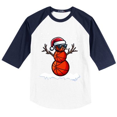 Basketball Snow Christmas Sunglasses Santa Hat Snowflakes Great Gift Baseball Sleeve Shirt