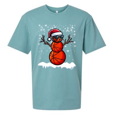 Basketball Snow Christmas Sunglasses Santa Hat Snowflakes Great Gift Sueded Cloud Jersey T-Shirt