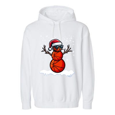 Basketball Snow Christmas Sunglasses Santa Hat Snowflakes Great Gift Garment-Dyed Fleece Hoodie